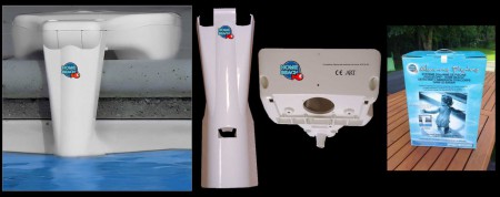 Fabrication de plusieurs pièces plastique composant cette alarme de piscine, marquage, conception et réalisation du packaging, flyers, PLV